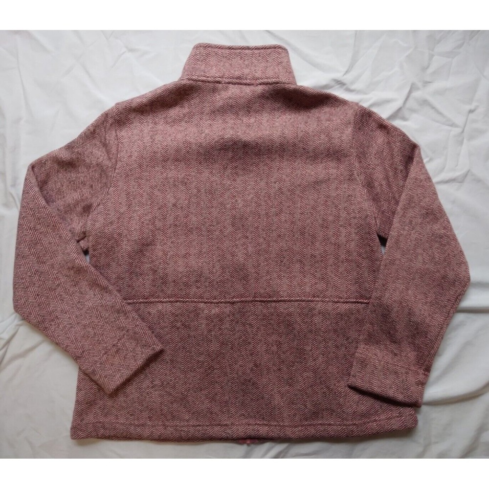 Lands End Pink Herringbone Fleece Jacket Burnt Clay Womens Size Large Petite - Picture 9 of 11
